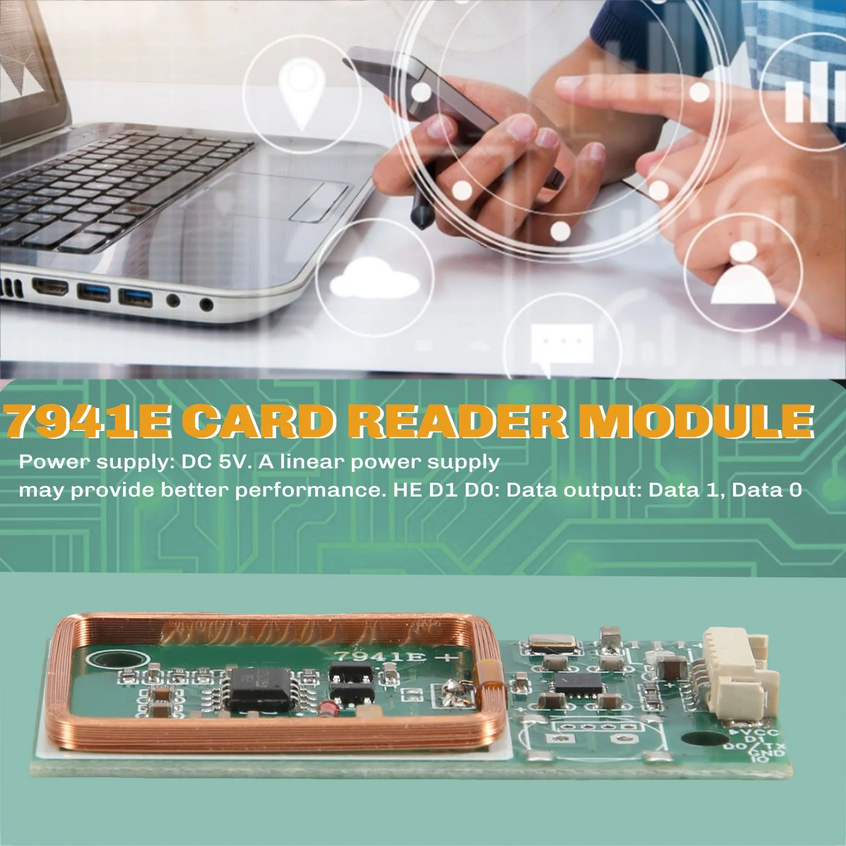 Sells well RFID UART Reader Wireless Module 3Pin 125KHz Card Reading EM4100 8CM DC 5V for IC Card PCB Attenna Sensor Kits