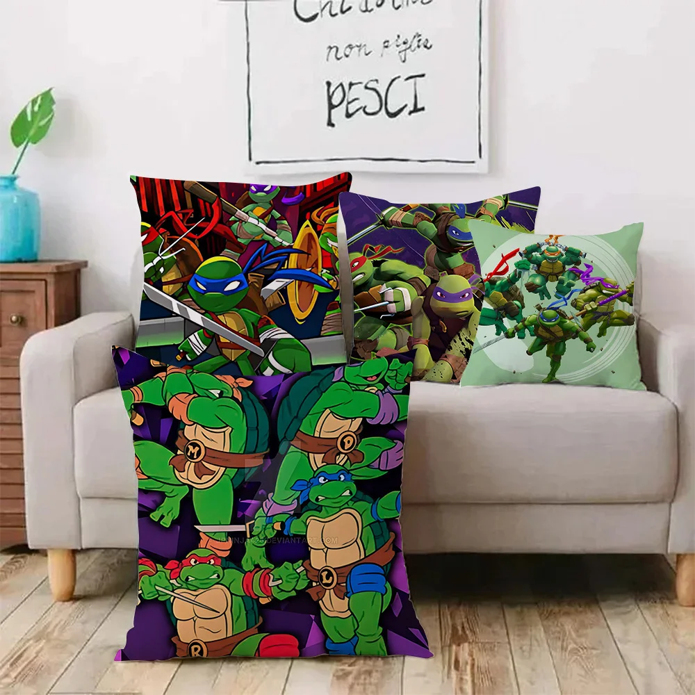 Hot Cartoon  N-NinjaS Pillow Covers Cartoon Sofa Decorative Home Double-sided Printing Short Plush Cute Cushion T-Turtles Cover