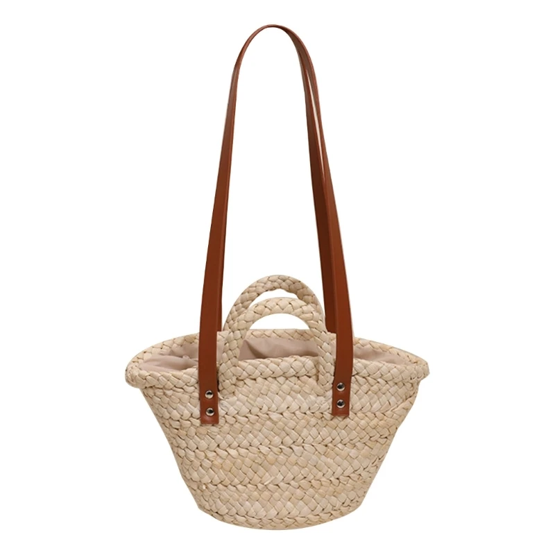 

Hand-woven Basket Tote Bag for Women Straw Shoulder Bag Vacation Bag-Beach Bag 066F