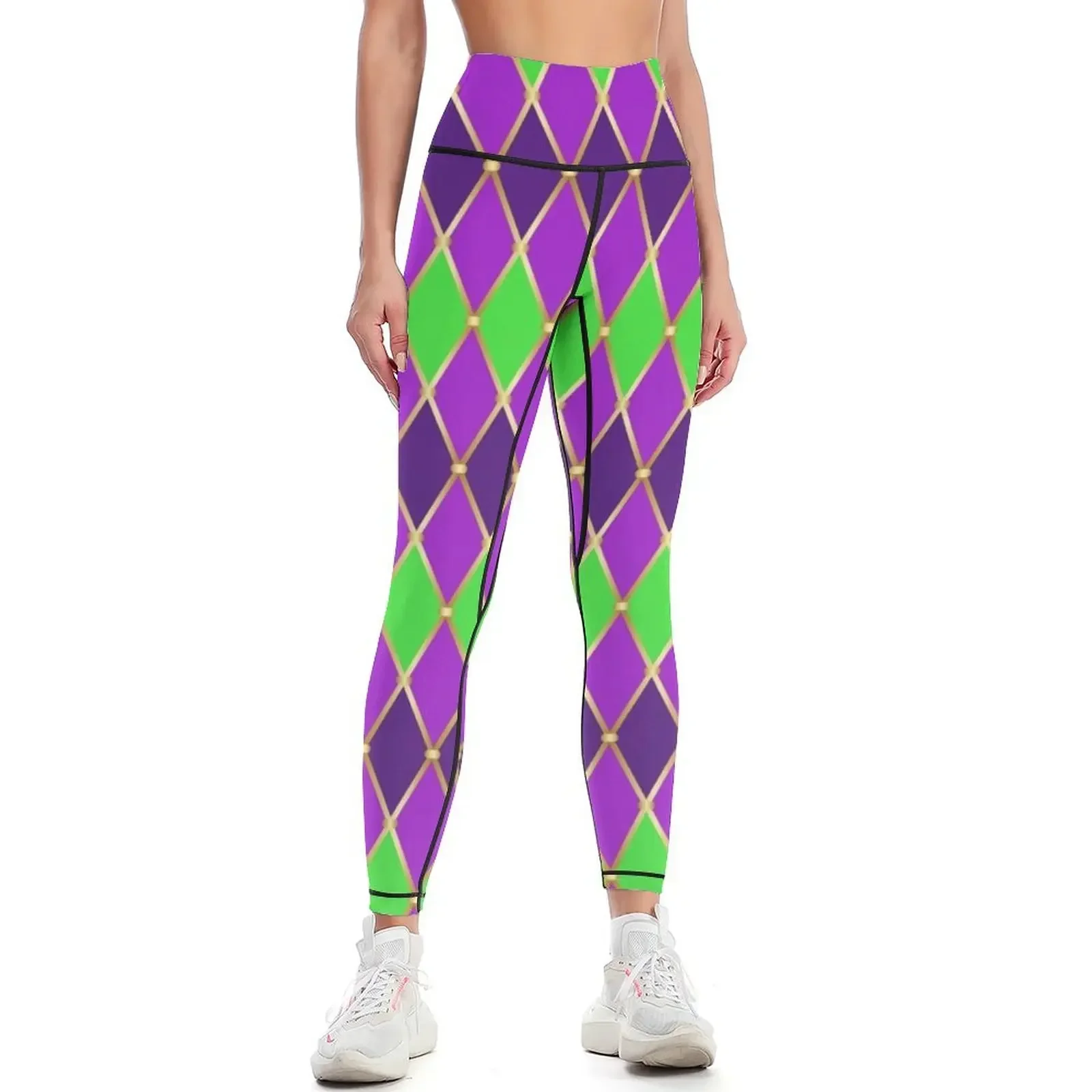 

Harlequin Mardi Gras pattern Leggings legging pants raises butt Sweatpants sports tennis for Sports female Womens Leggings