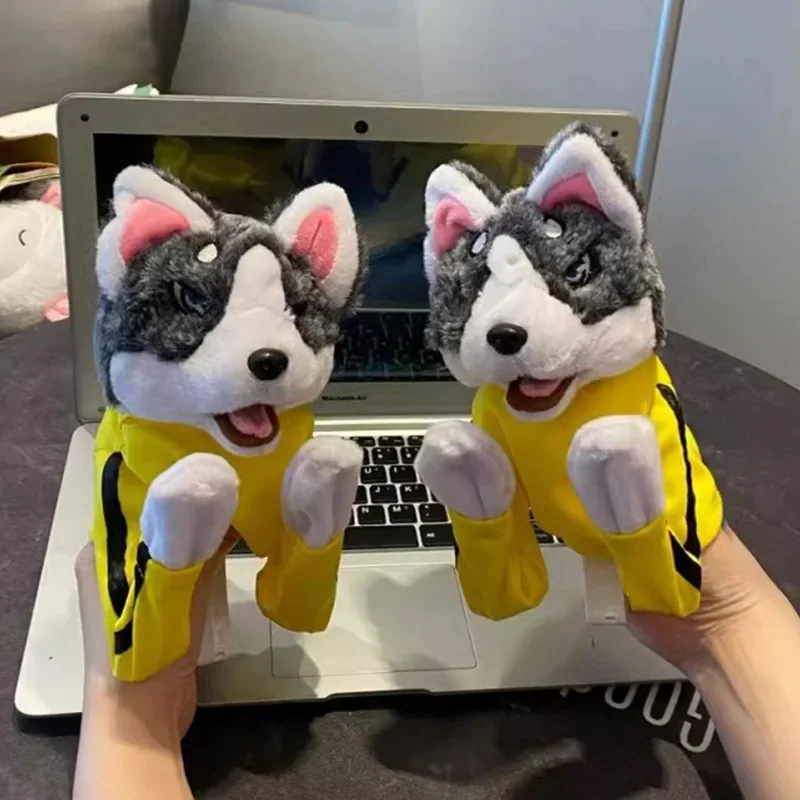 Hot KungFu Husky Shaped Glove Doll Plush Boxer Dog Boxing Interactive Plush Hand Puppet Realistic Prop Gaming Role Play Party