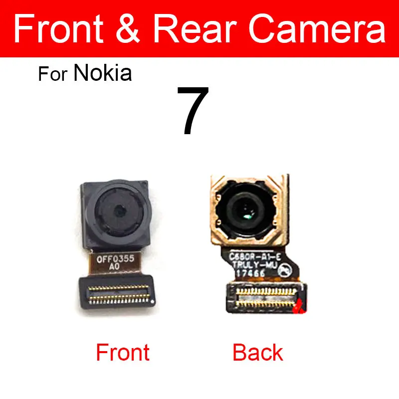 Front & Back Rear Camera Model For Nokia 7 7.1 X7 8.1 8 Sirocco Plus Small Camera + Main Big Camera Flex Cable Replacement Parts