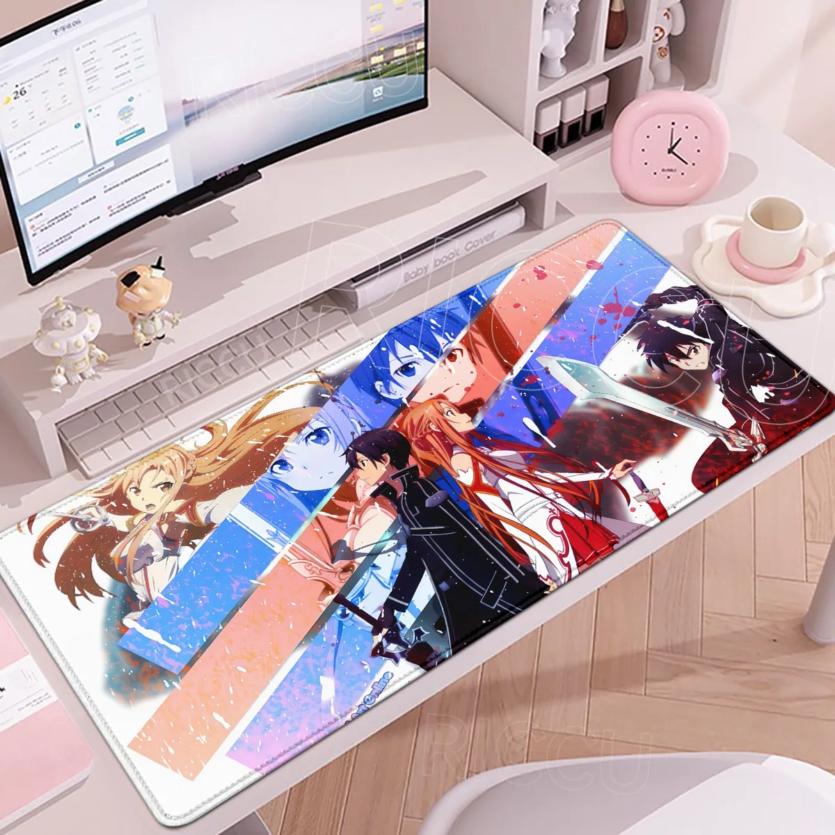Cartoon S-sword Art Online Mousepad XXL SAO Gaming Mechanical Keyboard Table Mat Large Home Rubber Anti-Slip Lock-Edge Desk Pad