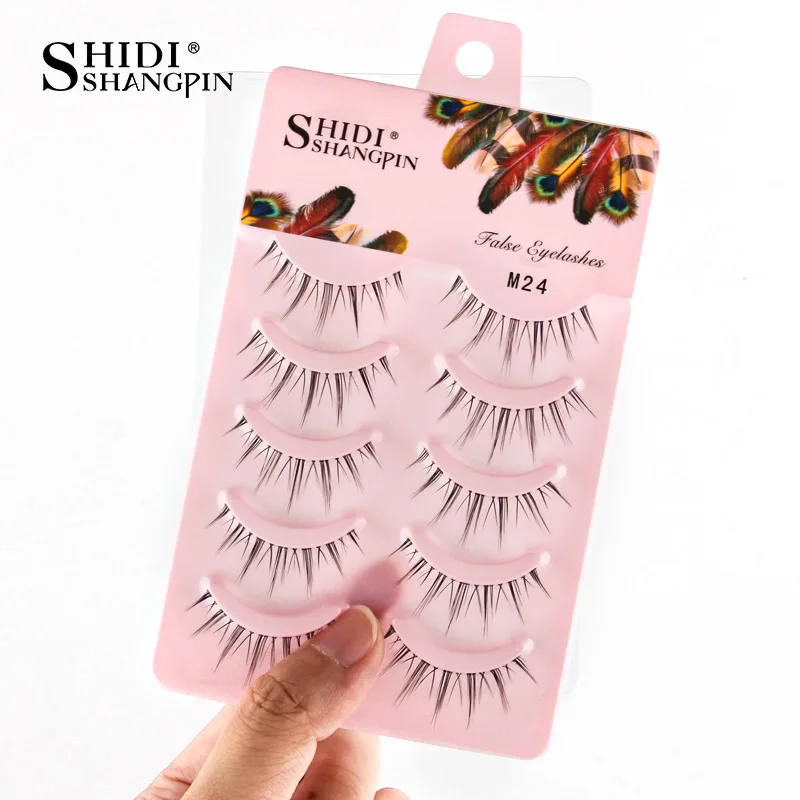 SHIDISHANGPIN 3/5 Paar halbe Wimpern, transparenter Stiel, unsichtbares Band, künstliche Nerzwimpern, wiederverwendbar, falsche Wimpern, natürlich, flauschig – Detail 37