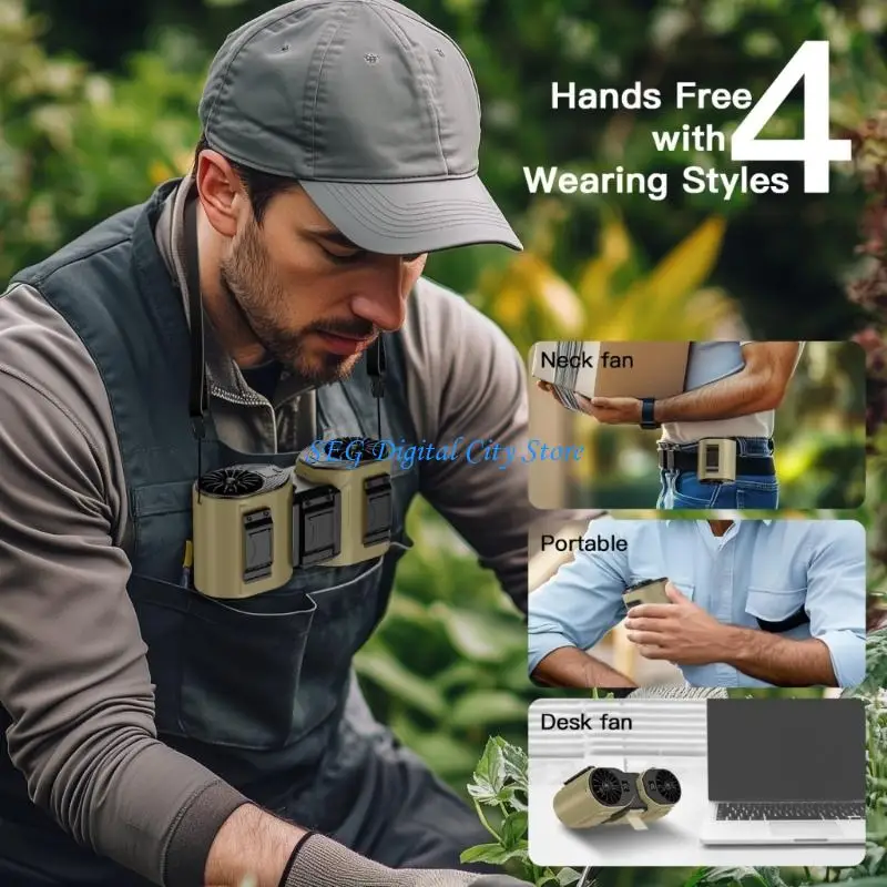 

U75B Waist Hanging Fan Outdoor Work Hiking Camping Climbing Mobile Cooling Fan