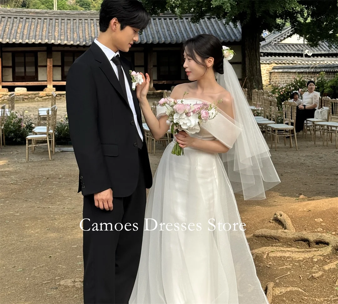 

SONDR Свадебные платья цвета слоновой кости по индивидуальному заказу, корейские платья трапециевидной формы с короткими рукавами и рюшами из органзы, женские свадебные платья