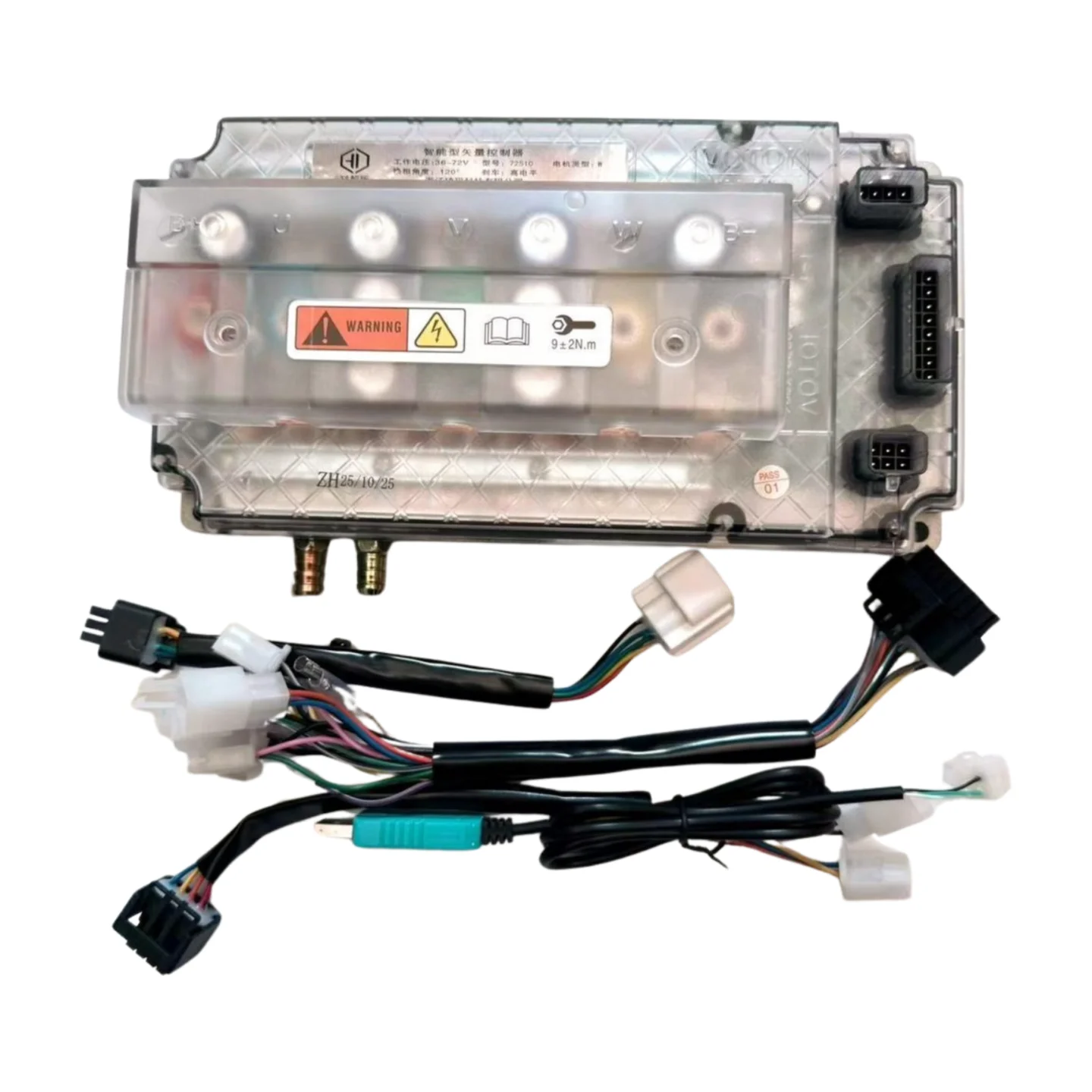 

VOTOL EM150-72510 Новый интеллектуальный контроллер с синусоидальной волной IP65 с водяным охлаждением для электромотоциклов, выходная мощность 8000 Вт, максимальный ток 200 А, 72 В