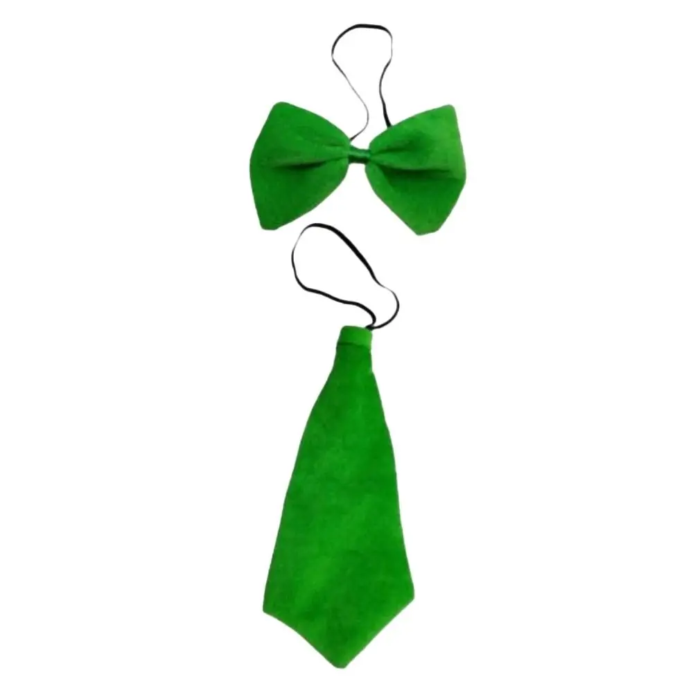 

4pcs Set Non-woven Fabric Saint Patrick's Day Top Hat Green Bowtie One Size Holiday Apparel Fake Beard Irish Festival Costume
