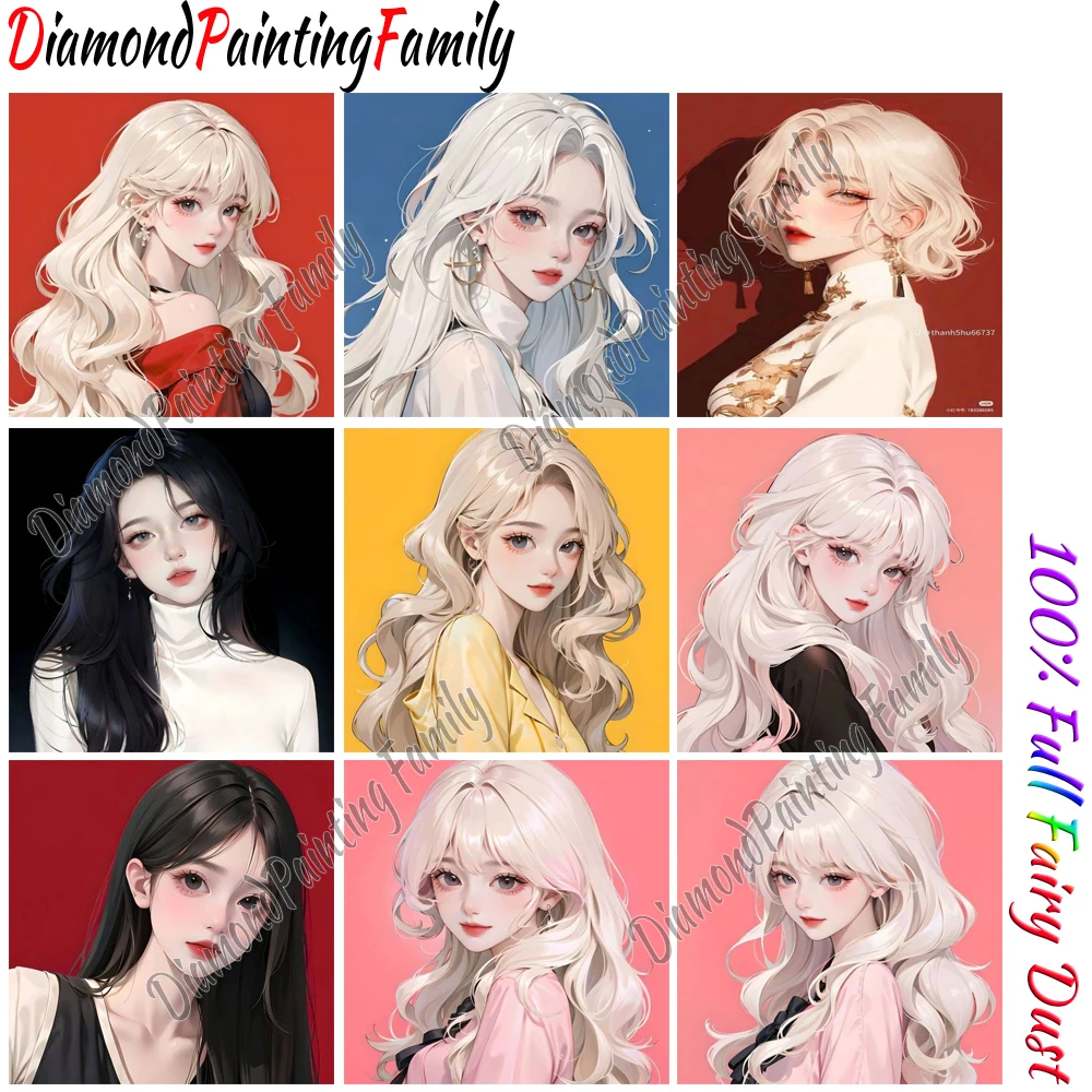 

Diamond Painting Family New Beauty Lady Full Fairy Dust Diamond Art Crystal Resin Mosaic Painting Kit AB Drill Cross Stitch Set