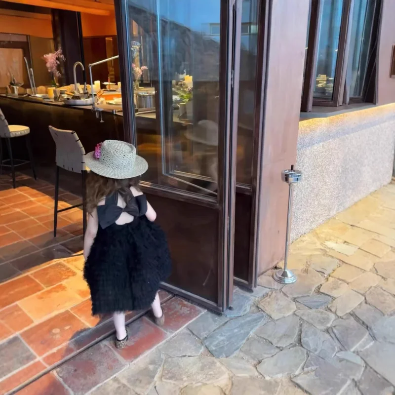 

Swan dress2026Princess dress for girls, beautiful summer dress with bow and open back, high-end birthday gown