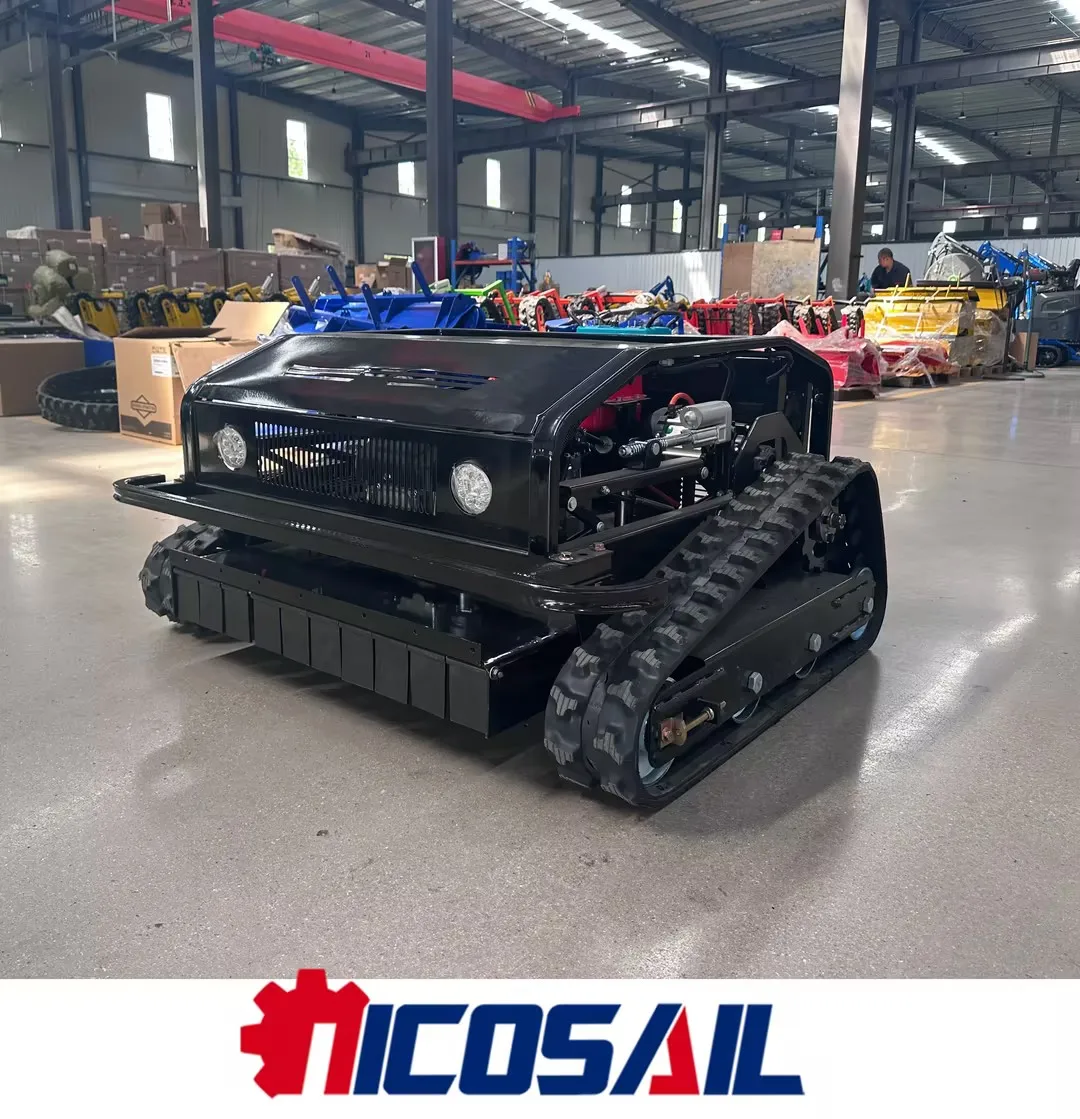 

Fast-transporting remote-controlled lawn mower, self-powered remote-controlled tracked lawn mower