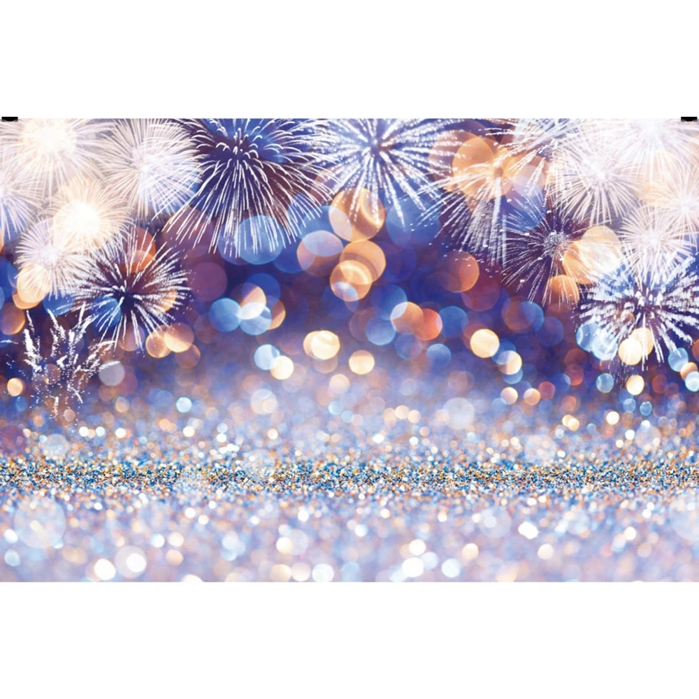 Happy New Year Photography Backdrop 2024 Glitter Gold Champagne Balloons Fireworks Party Photographic Background Photo Props