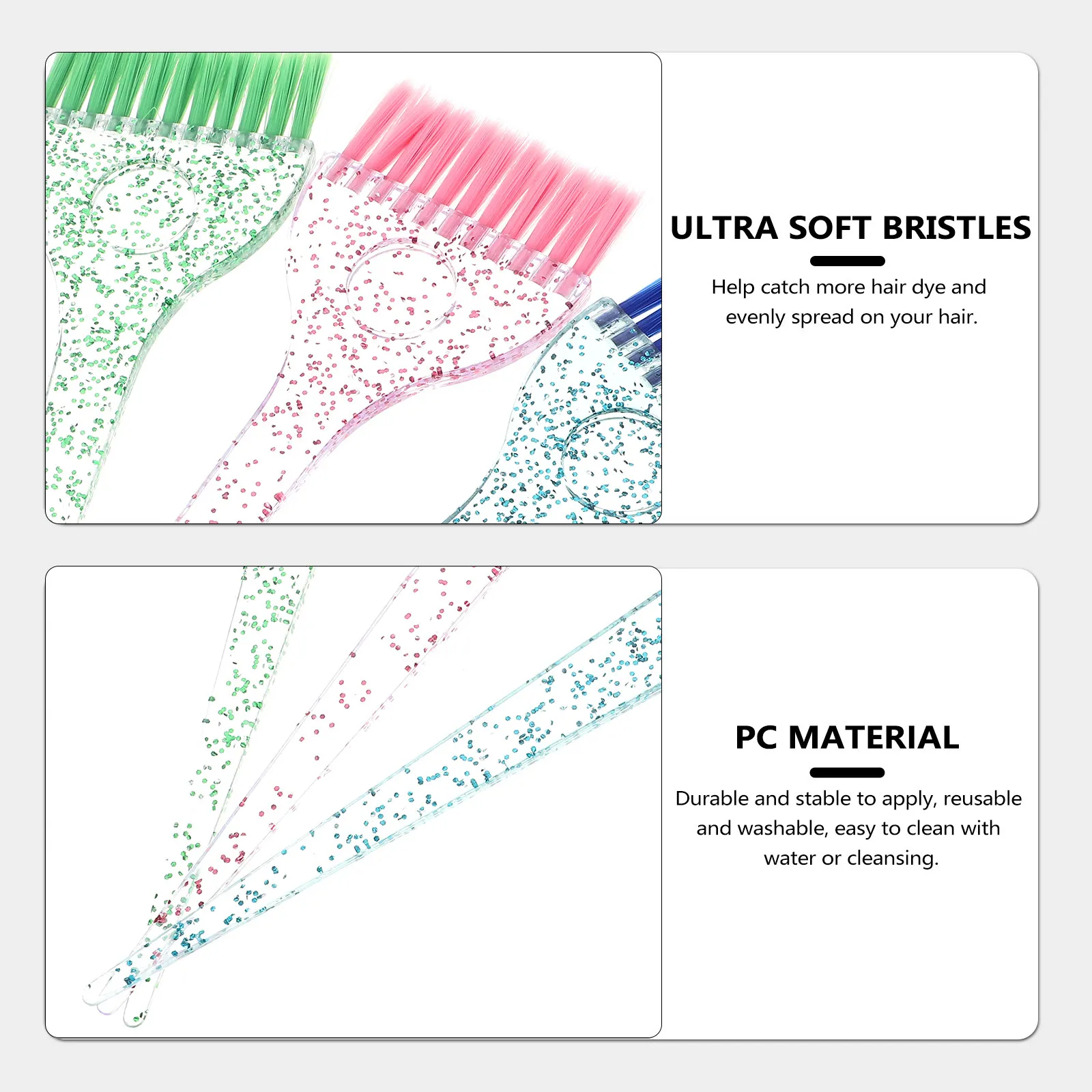 3Pcs Hair Tint Brush Stable Non-Slip Handle Hair Dye Applicator for Professional Salon Hairdressing Tool Highlighting