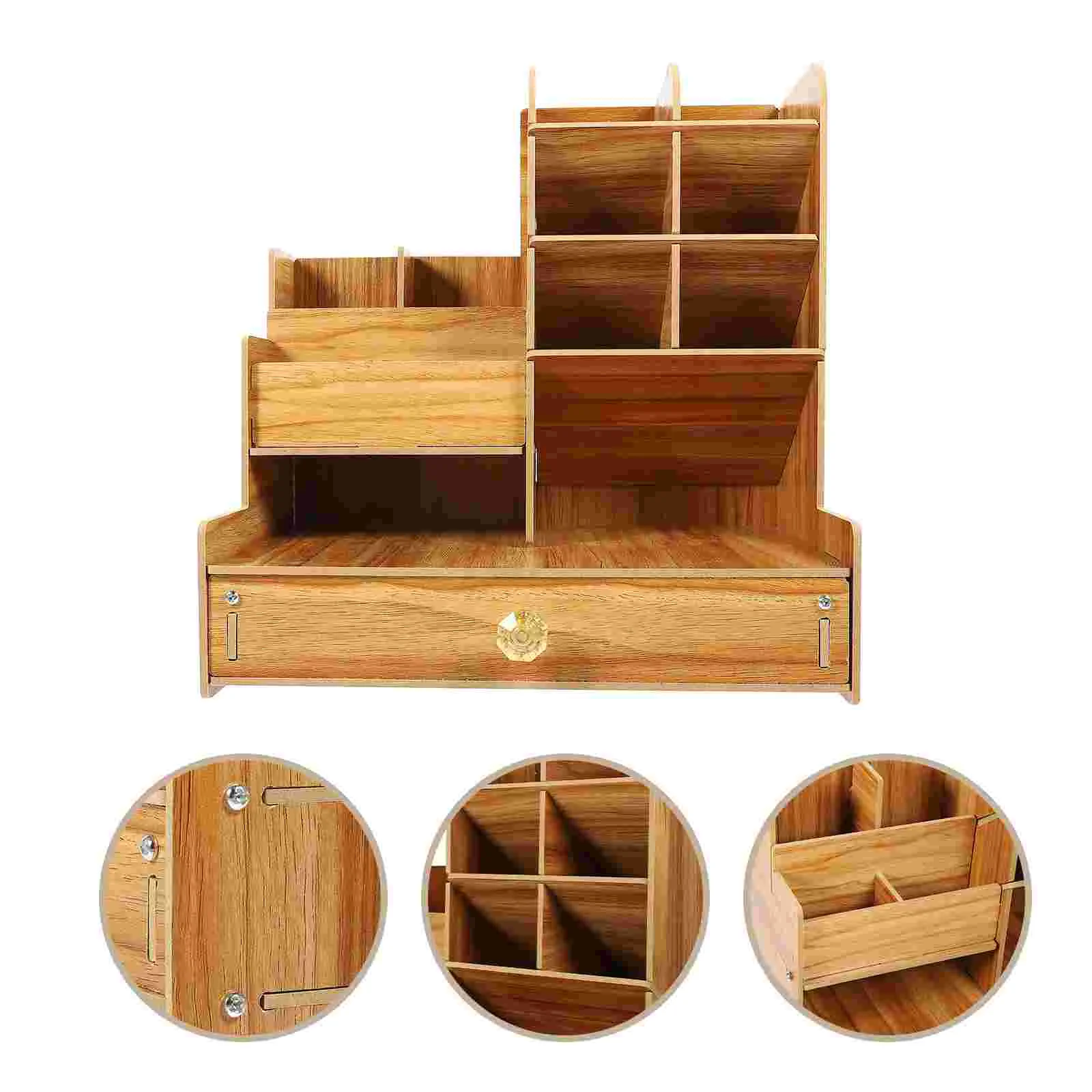 

Wooden Desk Organizer Household Pencil Organizer Multi-Function Table Organizer Convenient Desk Pencil Holder For Students