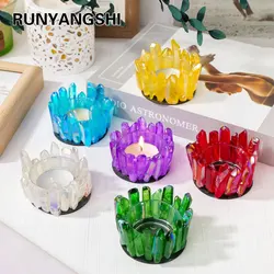 1PC Natural Crystal Electroplating Color Clear Quartz Point Gemstone Candlestick Home Decor Candlesticks For Candle Parties