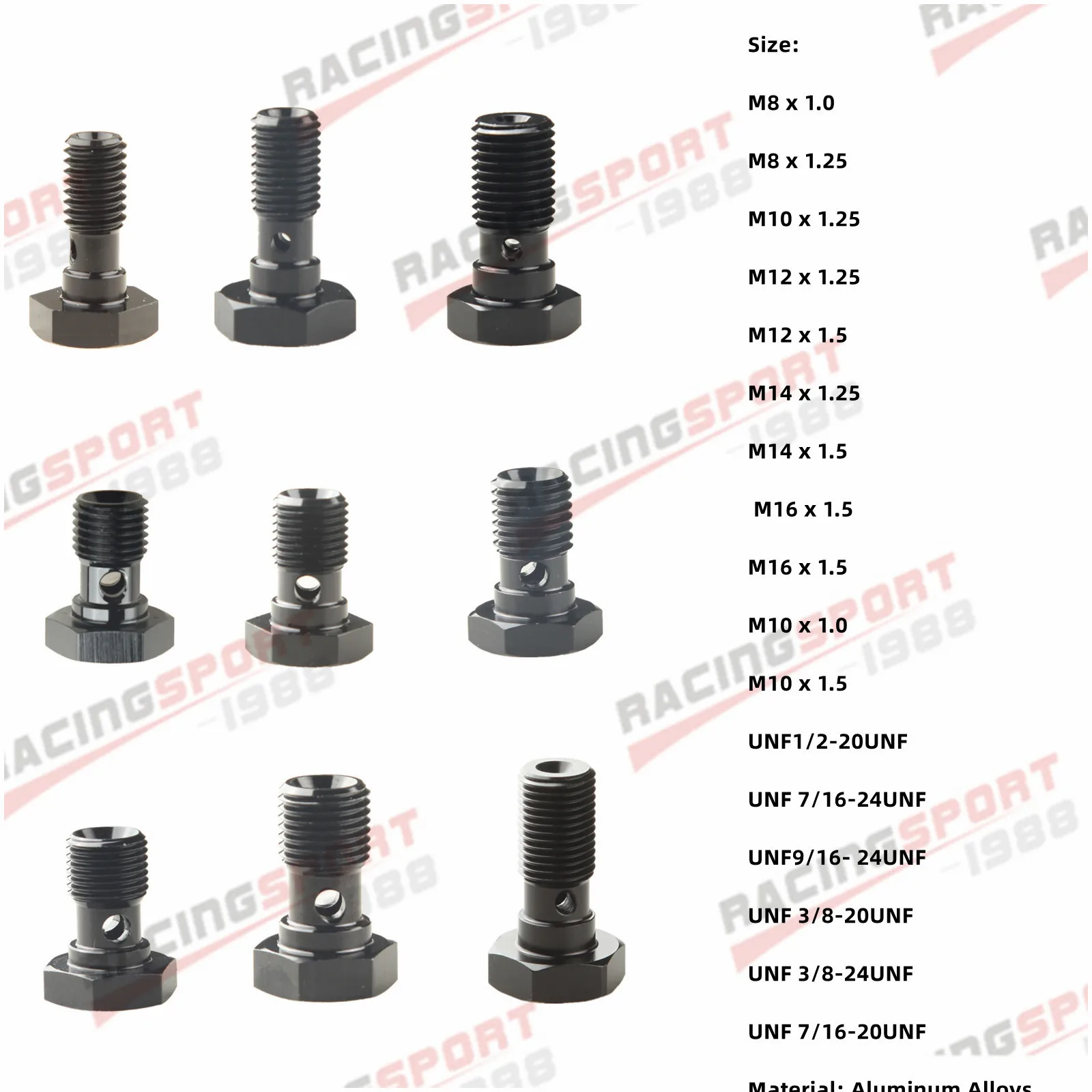 Aluminium Banjo Bolt 3/8-24, M10x1, M10x1.25, M10x1.5, 7/16-24, 7/16-20, M12x1,M14x1.25  Banjo Bolt Brake Adapter  High Quality