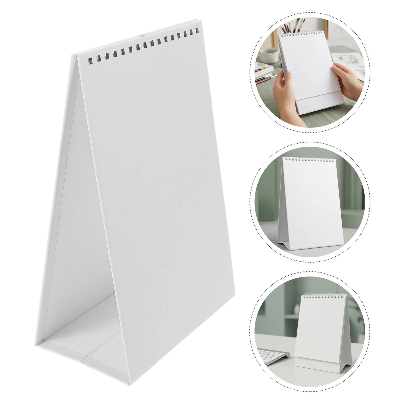 10Pcs Blank Desk Calendar Holder Triangular Base Twin Wire Binding Desktop Flip Calendar Rack Refillable DIY Planner Display