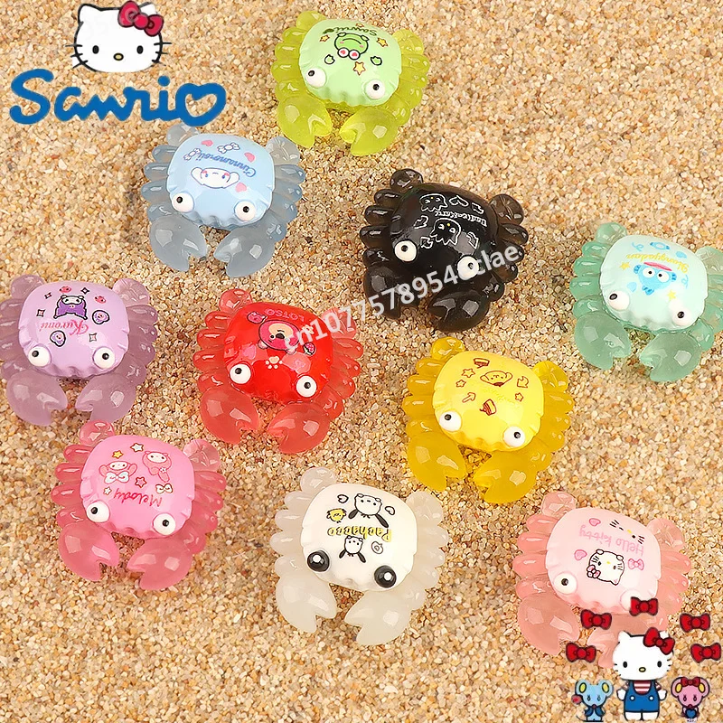 

sanrio hello kitty Glow-in-the-night Little Crab Ornament for girls diy accessories Creative cartoon decorative resin ornament