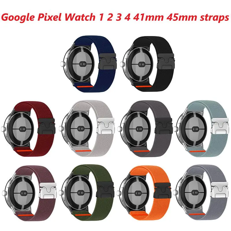 

Parachute Buckle Stretchy Watch Strap for Google Pixel Watch 41 45mm Band Nylon Elastic Braided Brecelet Correa Pixel Watchband
