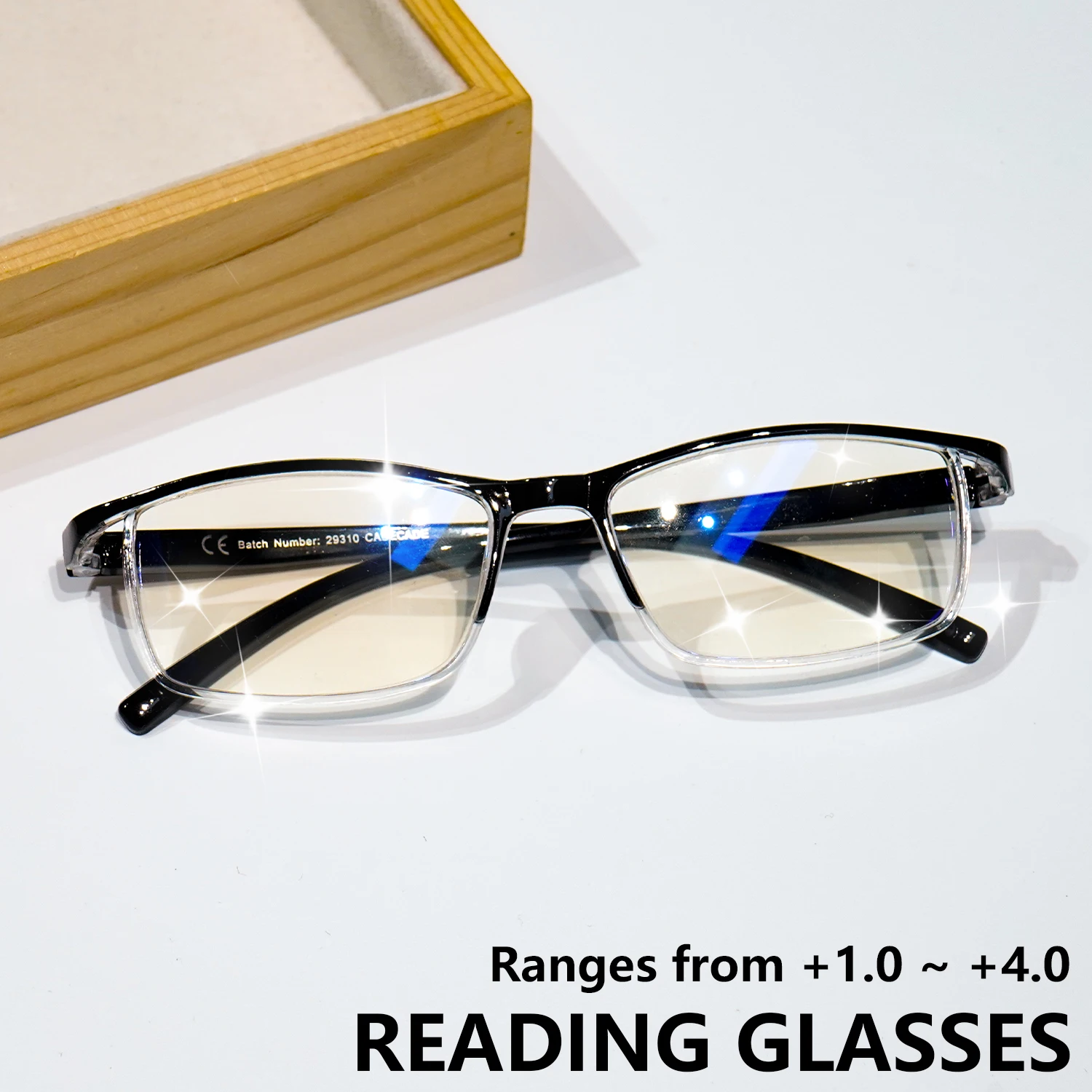 4-Pack Reading Glasses, Blue Light Blocking, PC Lens & Frame, No Accessories, Presbyopic Magnification +1.0 to +4.0
