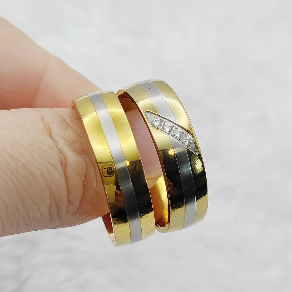 

Гипоаллергенные ювелирные изделия для любителей Валентина, одинаковые обручальные кольца, позолоченные 18 К, пара колец для пар для мужчин и женщин, альянс