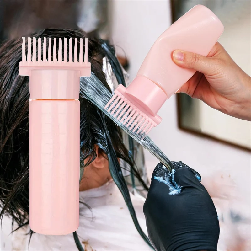 2pcs Salon Hair Oil Applicator Bottle Professional Hairdressing Dyeing Comb Bottles 180ml Hair Root Coloring Combs Applicator