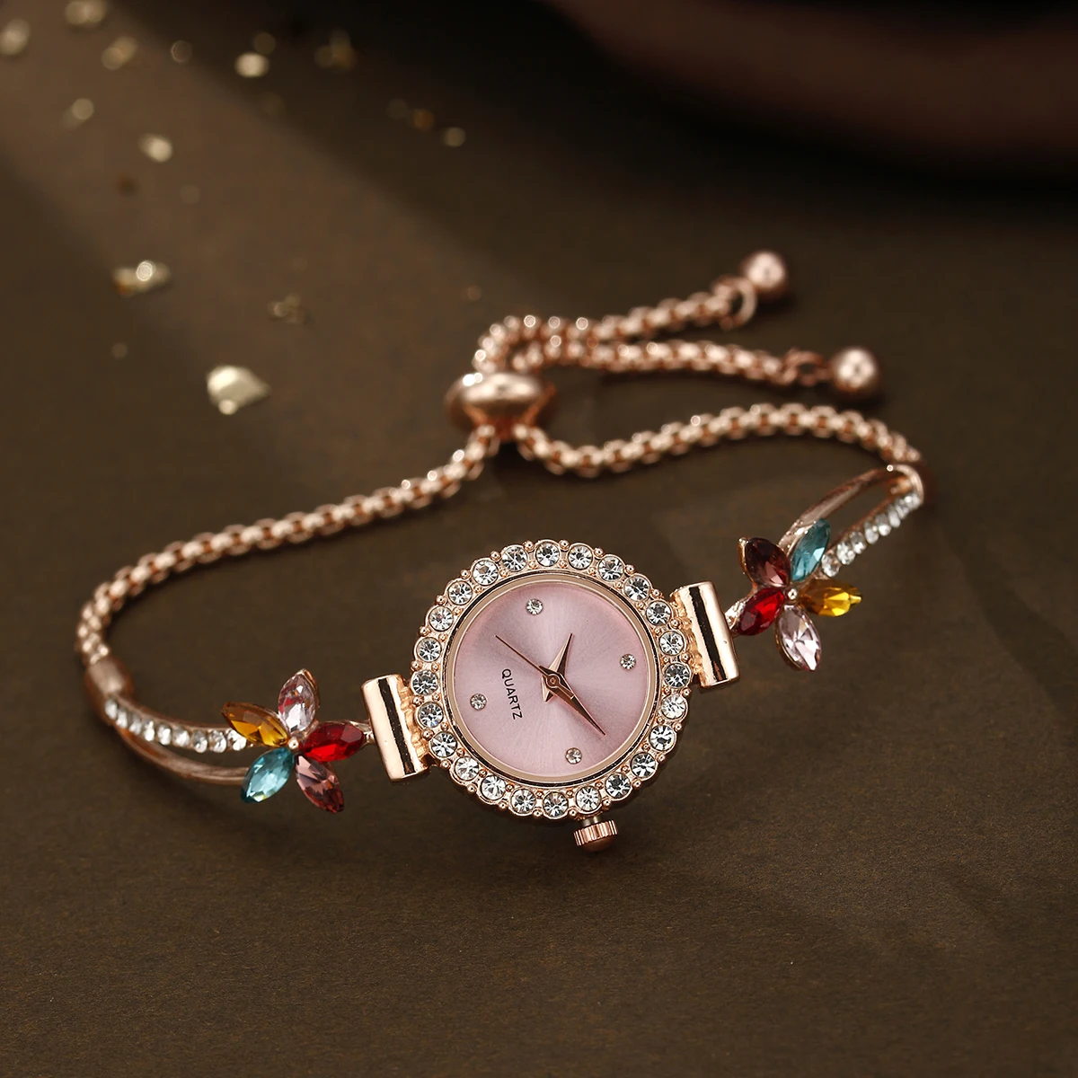 5pcs Women\'s Fashion Bracelet Watch Trendy Elegant Versatile Stainless Steel Quartz Watch