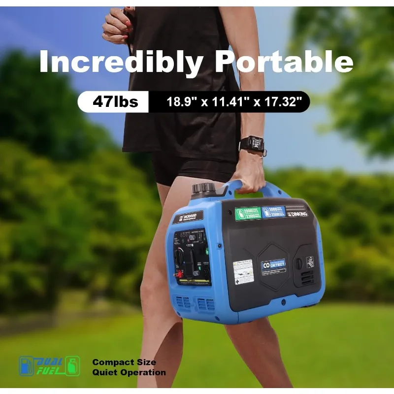 مولد عاكس الوقود المزدوج 3000 واط، يعمل بالغاز LPG، خفيف الوزن هادئ، جاهز متوازي، تنبيه ثاني أكسيد الكربون، للتخييم في الهواء الطلق RV #3