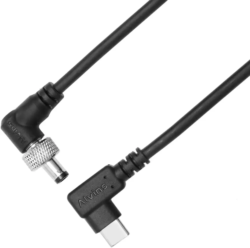 Alvin's Cables PD USB-C Type-C to Locking DC 12V Coiled Power Cable for Atomos Shogun, Blackmagic Video Assist, Hollyland Mars,