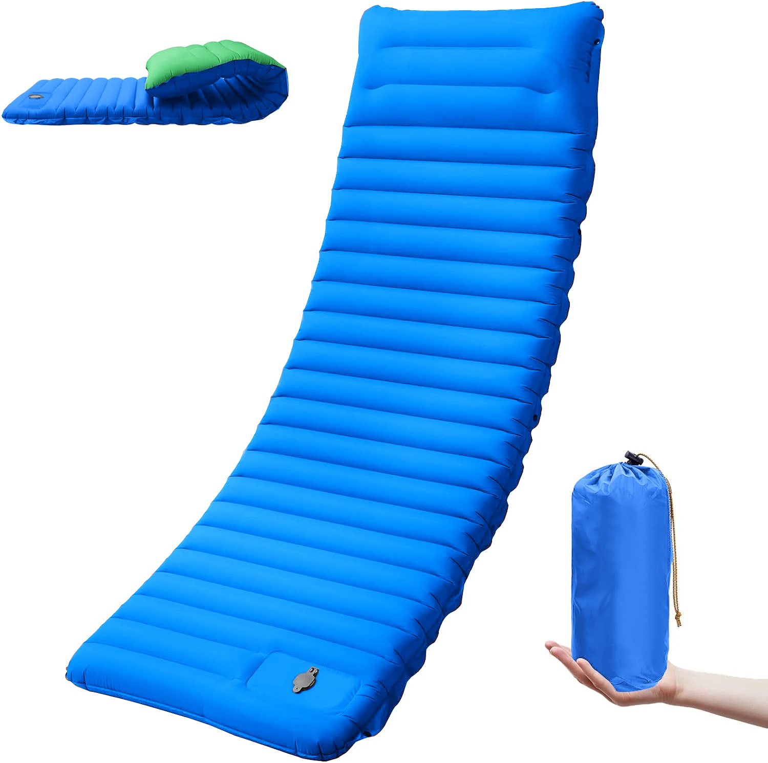 Extra dikke 4-inch campingslaapmatje Outdoor Camping Zelfopblazende matten Spliceable Wandelen Vissen Slaapmatje