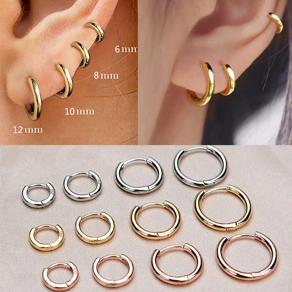 2Pc Small Huggie Hoop Earrings for Women Girls Tiny Helix Daith Tragus Ear Cartilage Hoop Earrings Septum Piercing Jewelry Hoops