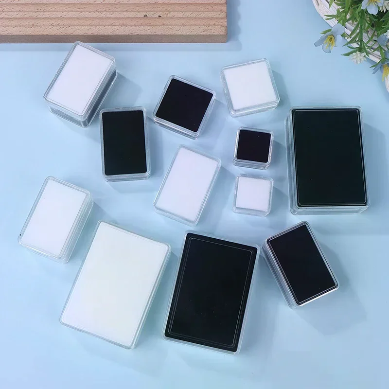 Transparent Diamond Jewelry Display Box With Foam Pad Bare Stone Gem Storage Container Case Glass Beads Organizer Packaging Box