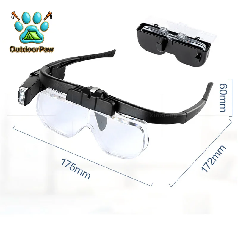 Magnifier with USB LED Light Hands-Free Magnifying Glasses Goggles for Reading Repair Craft Hobby Close Work Magnifying Tool