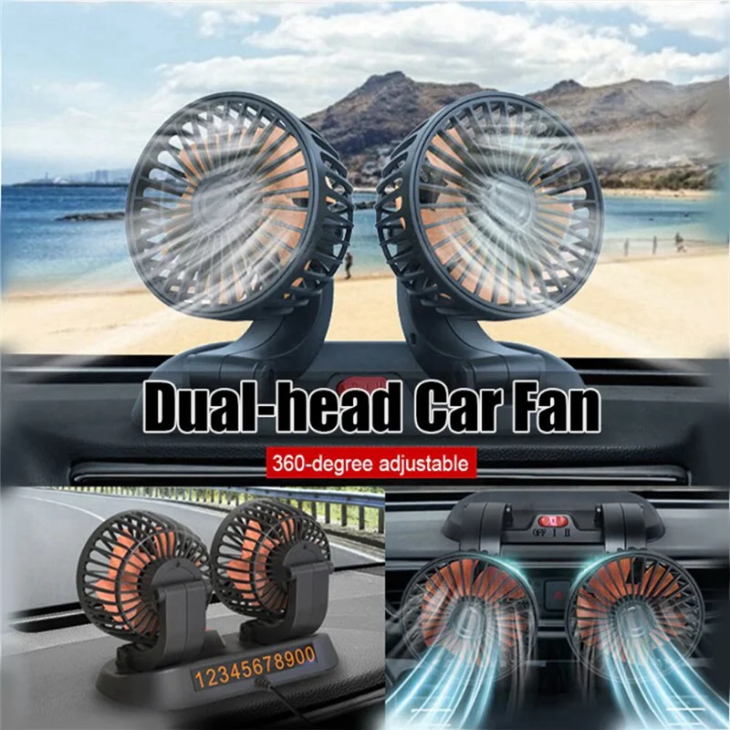 Ventilador de carro caminhão vento forte interface USB multi-função ventilador elétrico de duas cabeças