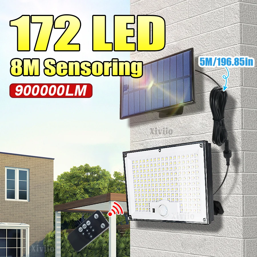 172LED Solar Light for Outdoor 8m Motion Sensor 178LED Wall Lamp Waterproof Split Solar Flood Light Yard Patio Garden Solar Lamp