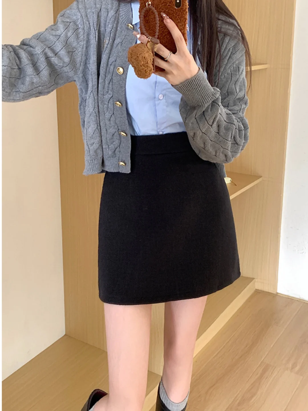 plus Size  Woolen  Skirt Women's A-Line Spring New Style High Waist Slim Fit Short Skirt Casual Youth Ladies
