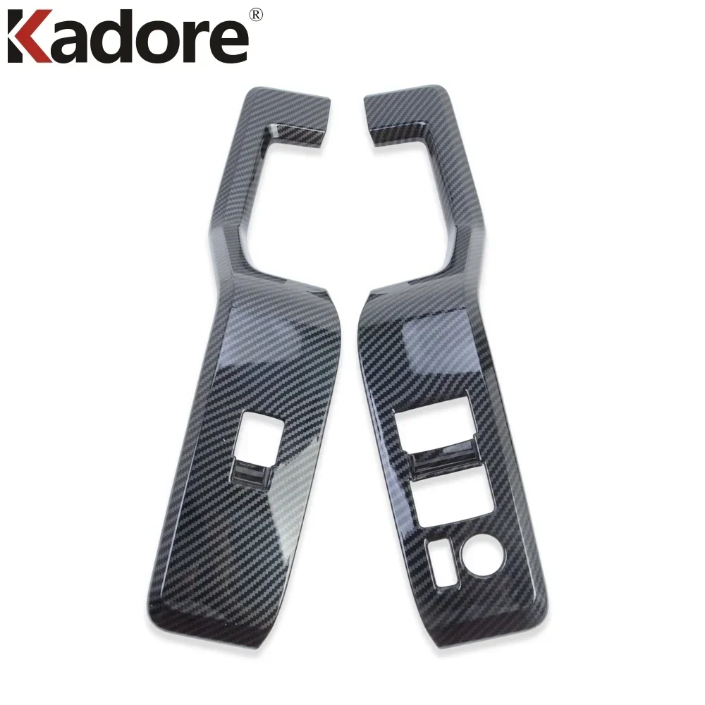 Carbon Fiber For Toyota HiAce Granvia Commuter 2019-2024 Car Window Lift Switch Button Cover Trim Door Armrest Frame Accessories