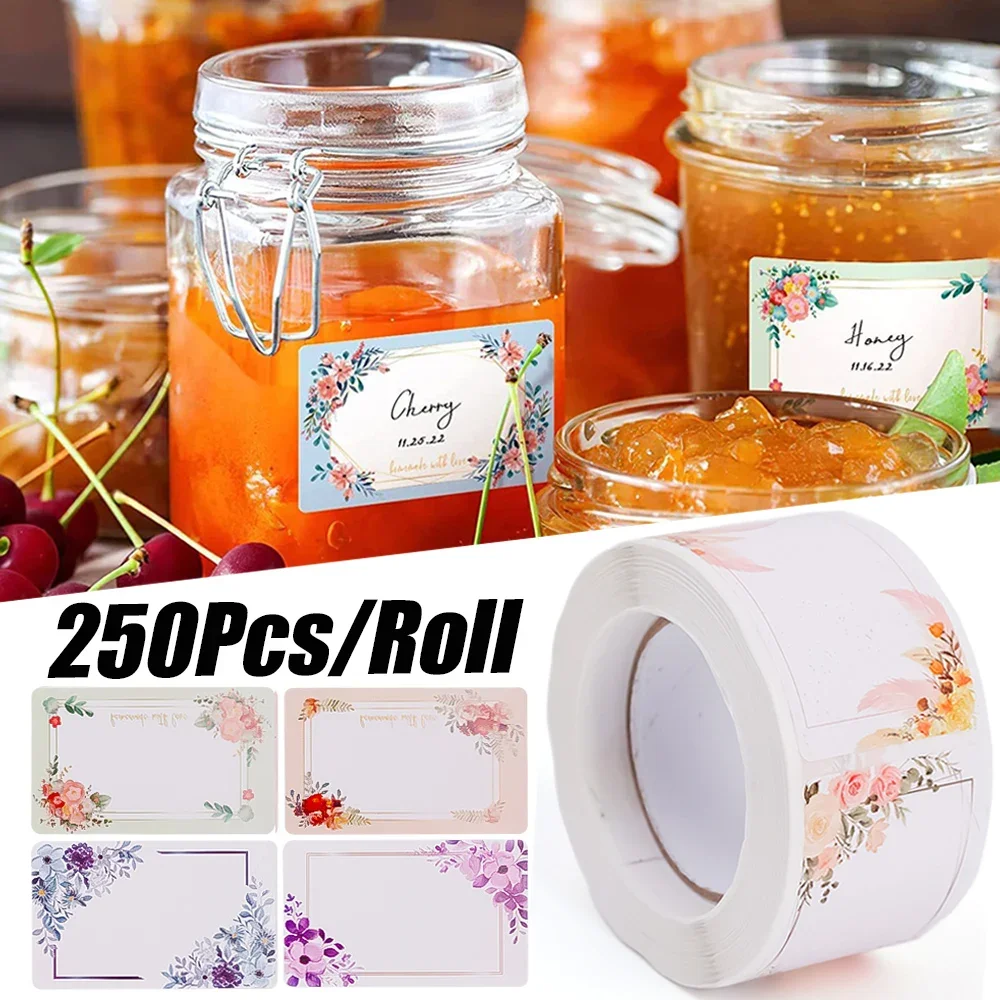 250Pcs/Roll Label Sticker Flowers Labels Kitchen Blank Handwritten Date Stickers Refrigerator Freezer Food Storage Paper Label