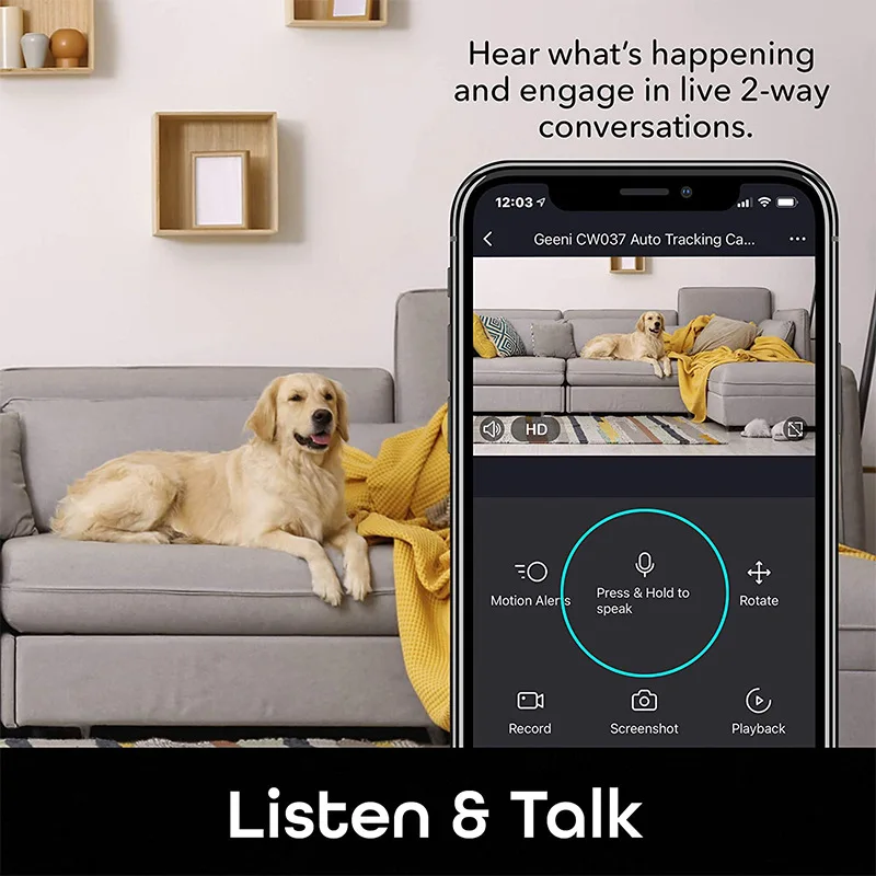 Indoor Pan‑Tilt Wireless WiFi, Smartphone App Remote Viewing Home Security Monitoring Unit