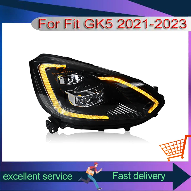 كامل LED سيارة الجبهة مصباح لهوندا صالح GK5 2021-2023 تعديل نمط جديد المصباح مع DRL بدوره مصباح إشارة مجموعة السيارات #5