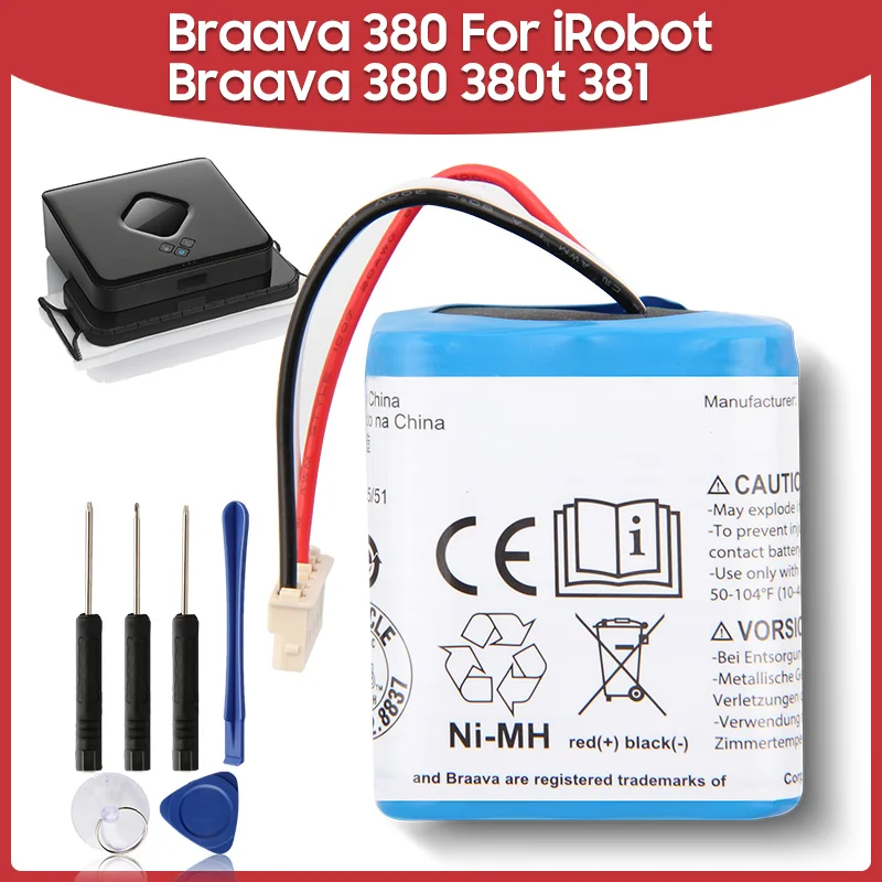 Original Sweeper Replacment Battery For iRobot Roomba Braava 380 380t 381 390T MINT 5200C 5200 2000mAh With Tools