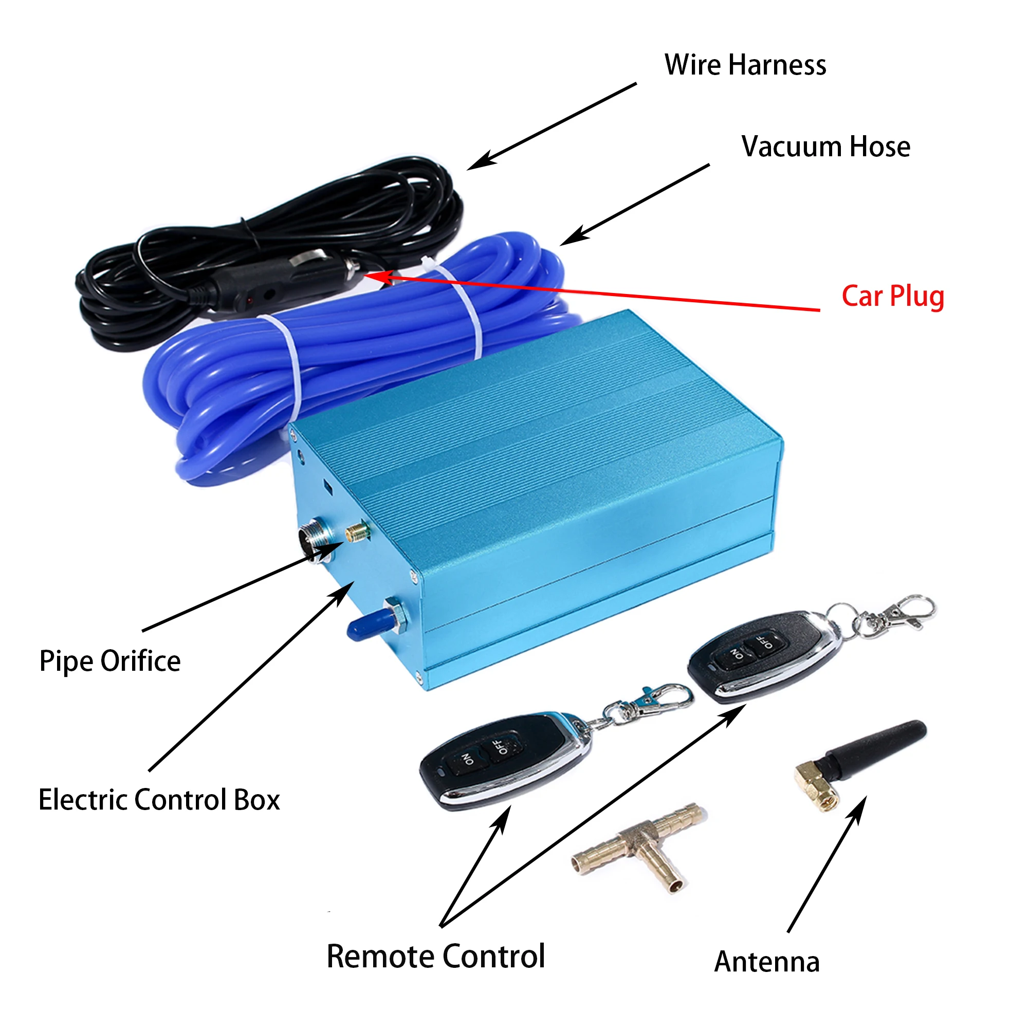 Taibosi Car Exhaust Vacuum Pump With Remote Control Box Set For Auto Exhaust Pipe Muffler Valve Cutout Hose Controller Actuator