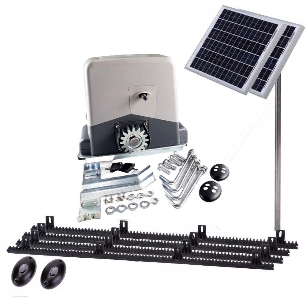 Solar Panel Electric DC 24V 150W Motor 800KG Fast Sliding Gate Opener Automatic Complete System Solar Gate Motor Kit
