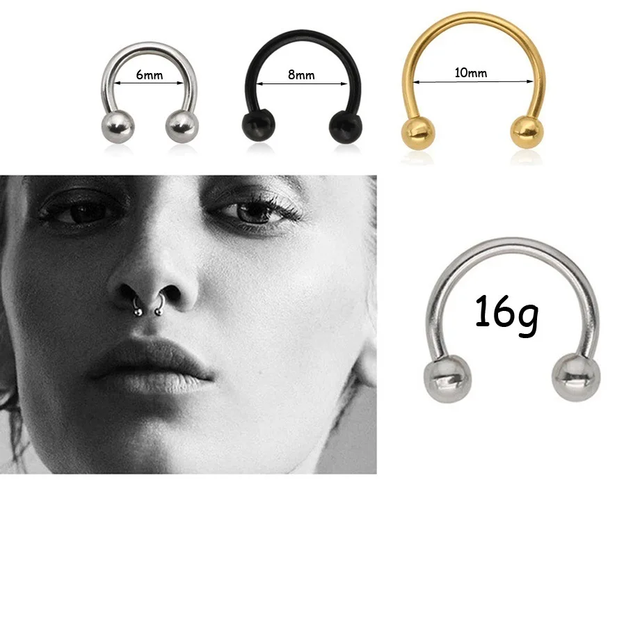 Multi-purpose eyebrow nail multi-color simple steel ball horseshoe ring nose nail cartilage puncture multi-purpose jewelry