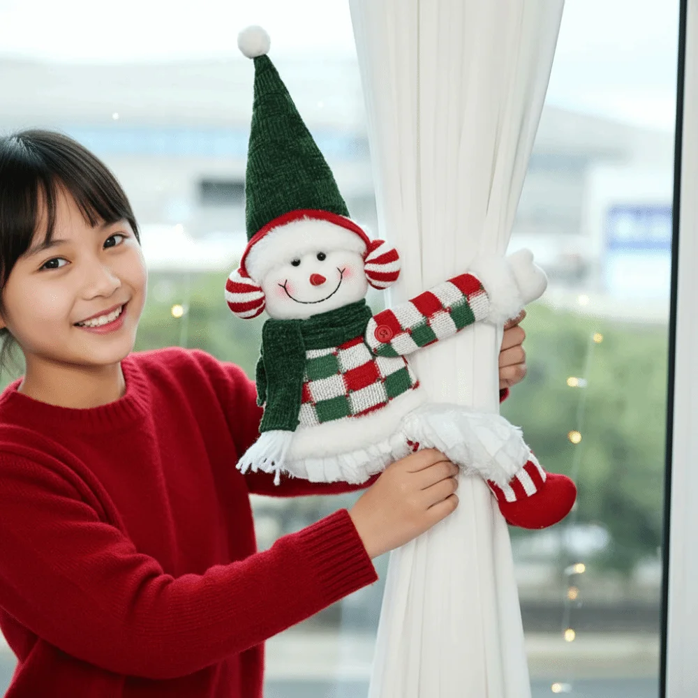 Creative Design Christmas Curtain Tieback Soft Lightweight Cartoon Window Fastener Durable Bright Color Xmas Curtain Buckle