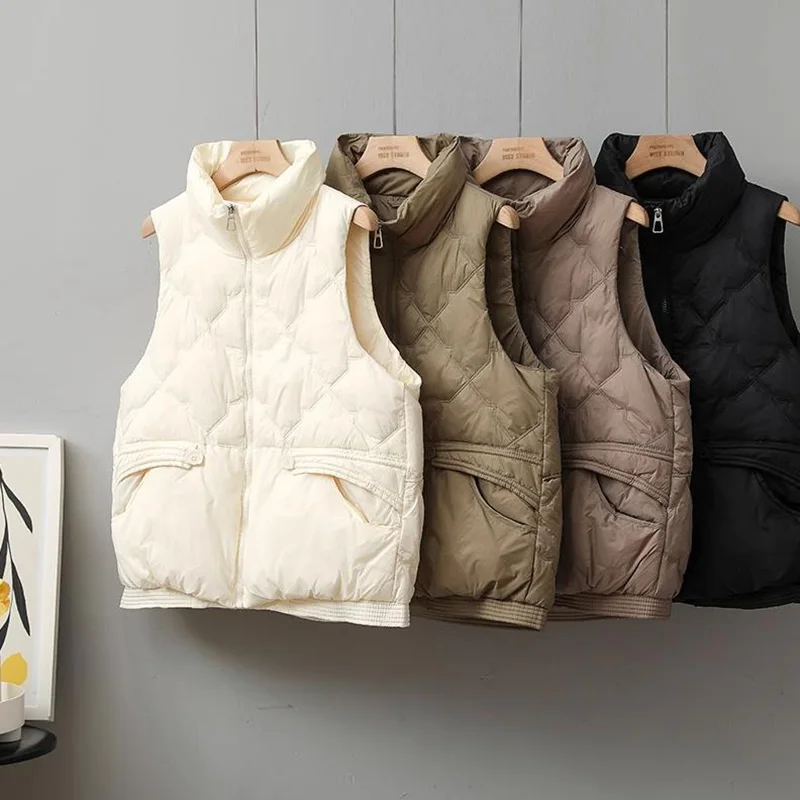 SEDUTMO Autumn Quilted Duck Down Vest Women Warm Jacket  Winter Feather Warm Basic Pocket Casual  Waistcoat ED2079