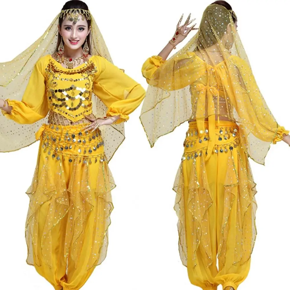 Thailandia/India/Arabo Danzatrice Gonna Donne Sexy Danza Del Ventre Hip Sciarpa Wrap Cintura Ballerino Gonna Femminile Spettacolo Costumi Paillettes Nappe