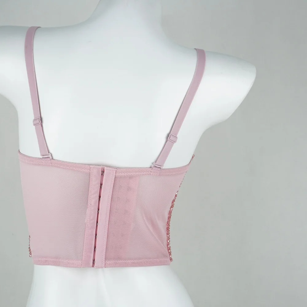 

Fashion Electronic Music Festival Nightclub Sexy European and American Mesh Bra Outer Wear Body Shaping Fishbone Strap Tube Top