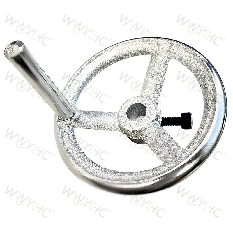 Chrome‑Plated Cast Iron Hand Wheel, Round Through Hole Side Locking Set Screw Industrial Machine Rotating Fitting