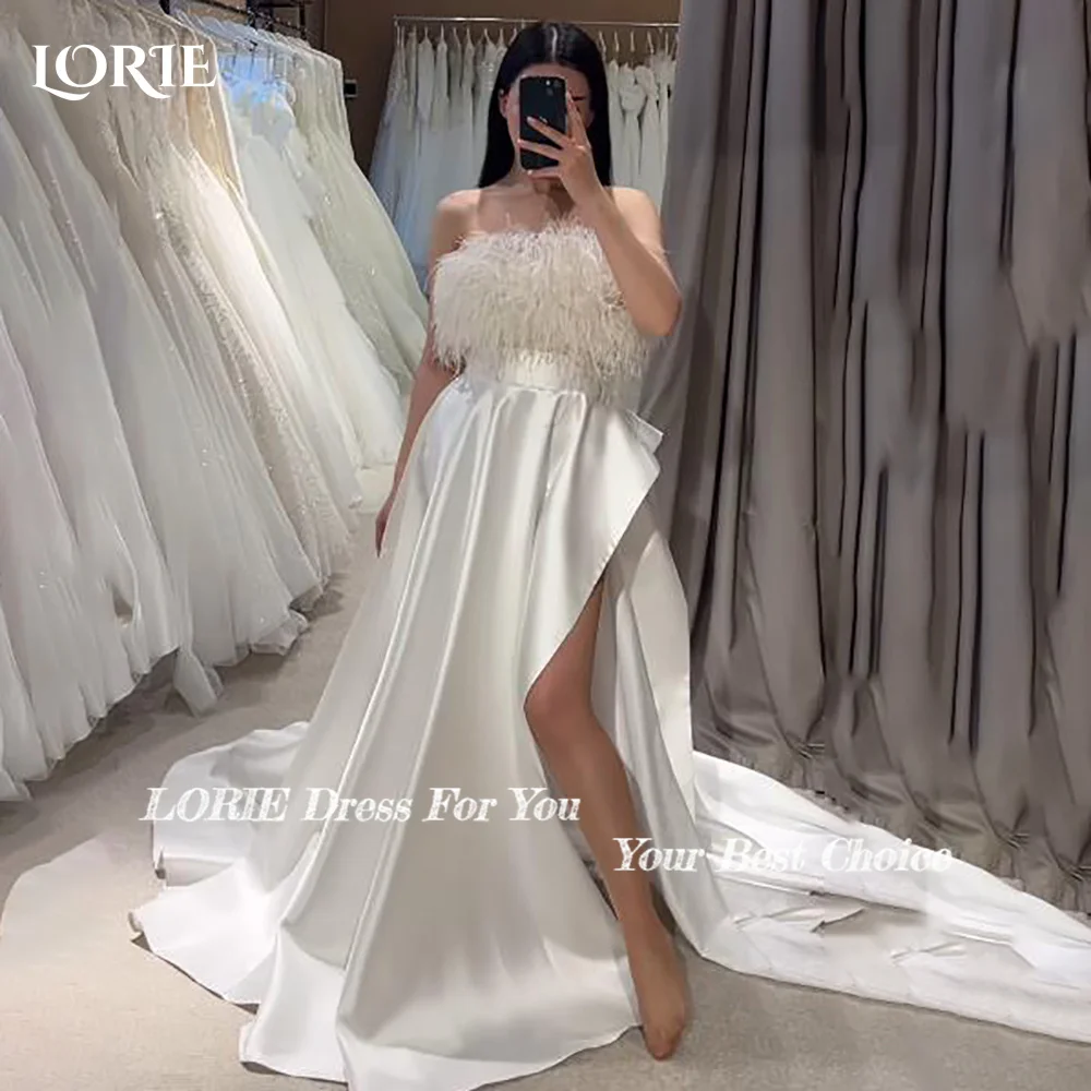 LORIE-vestidos de novia elegantes sin tirantes, vestido de novia plisado con espalda descubierta para playa, vestido de novia blanco personalizado fruncido aleatorio